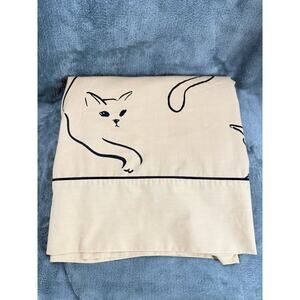 Springmaid Whispurr Alex West King Flat Sheet Wondercale Cat Vintage USA 1970s